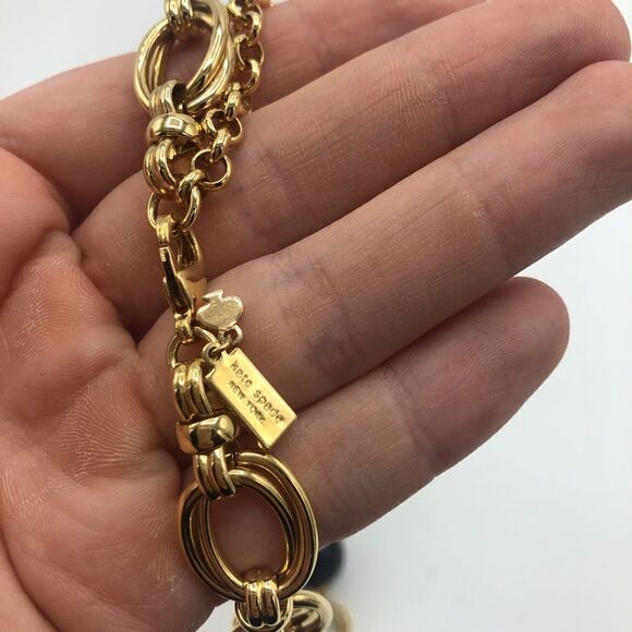 Kate Spade Black Gold Rhinestone Statement Jewelry‎ Ball Round - Picture 3 of 5